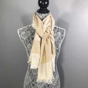 Cream and gold tassel scarf